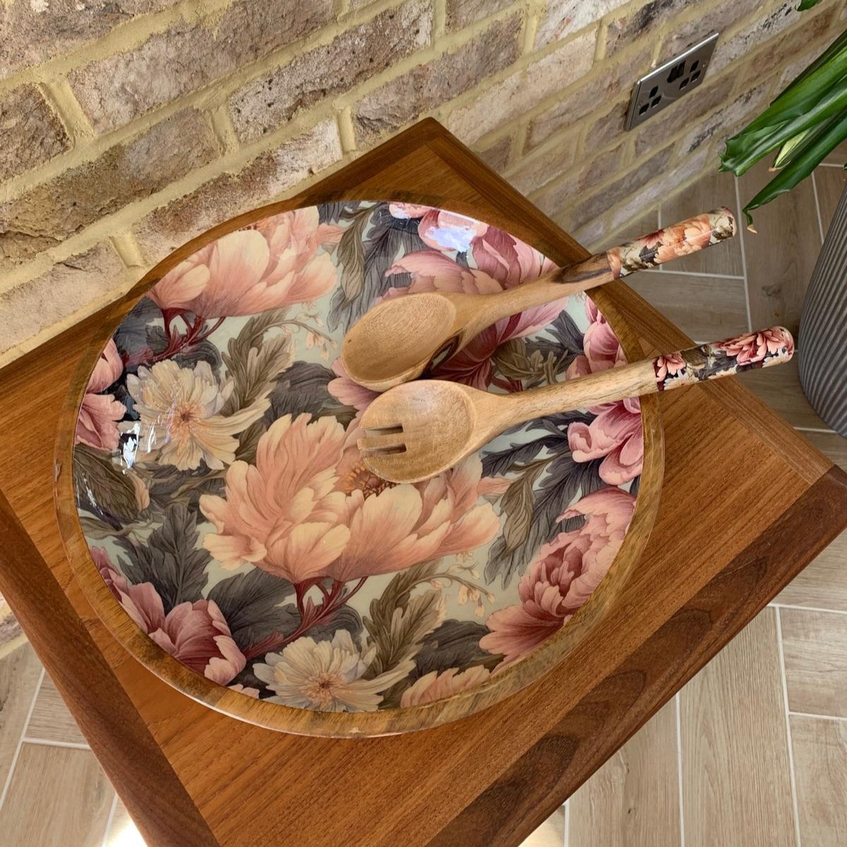 Large Dusty Pink Peonies Bowl