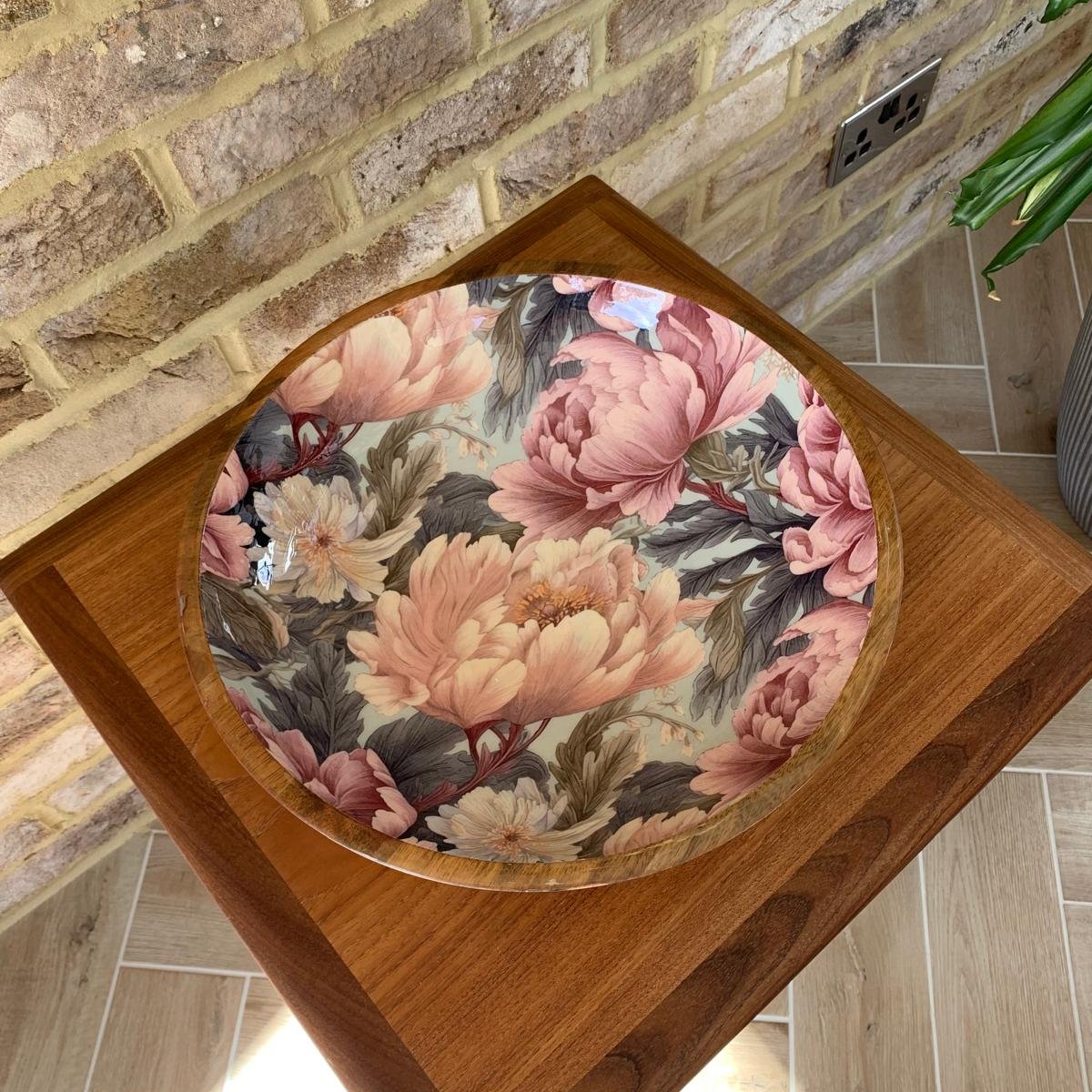 Large Dusty Pink Peonies Bowl