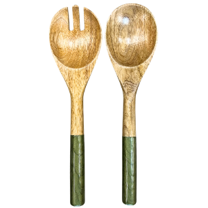 Olive Green Pearl Finish Salad Servers